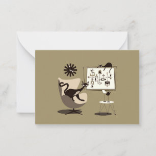 Mid Century Modern  Art cats Note Card