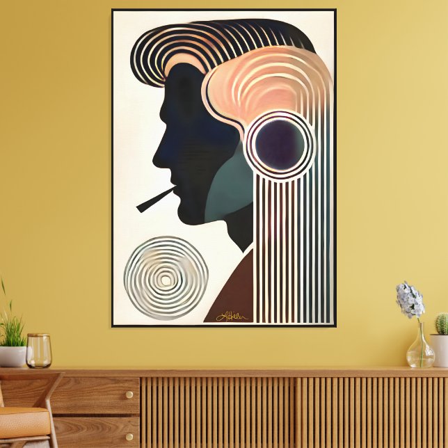 Mid Century Modern Art Contemplation Canvas Print (Insitu(LivingRoom))