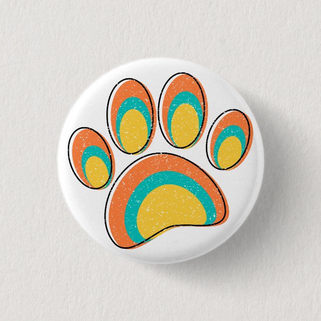 Mid Century Modern Art Dog Paw Prints Custom Button (Front)