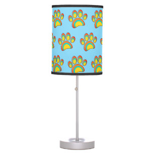 Mid Century Modern Art Dog Paw Prints Custom Table Lamp