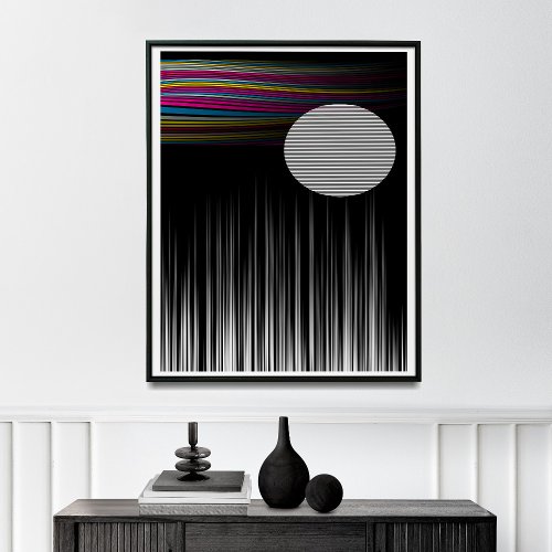 Mid Century Modern Art Geometric Sun and Rainbow Poster