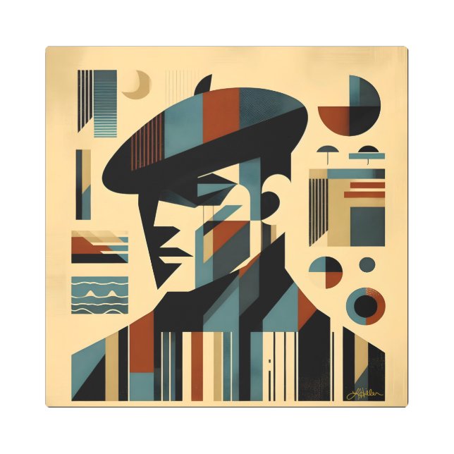 Mid Century Modern Art Man Wearing A Beret (Front)