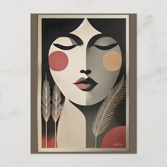 Mid Century Modern Art Meditation Postcard (Front)