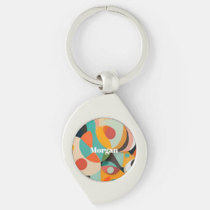 Mid Century Modern Art Monogram or Name, Geometric Keychain
