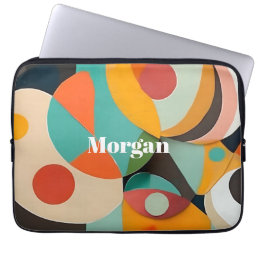 Mid Century Modern Art Monogram or Name, Geometric Laptop Sleeve