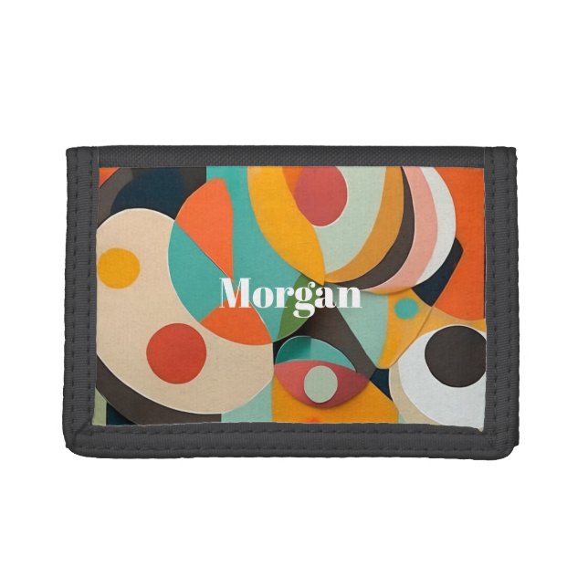 Mid Century Modern Art Monogram or Name, Geometric Trifold Wallet (Front)
