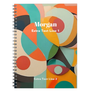 Mid Century Modern Art, Name & 2 Text Lines Notebook