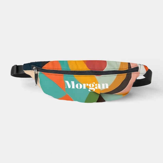 Mid Century Modern Art, Name or Monogram Geometric Fanny Pack (Front)