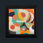 Mid Century Modern Art, Name or Monogram Geometric Gift Box<br><div class="desc">A Mid Century modern painting in various geometric shapes in red,  teal,  orange,  black and green with bold white name or monogram.</div>