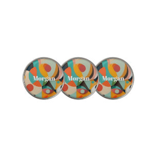 Mid Century Modern Art, Name or Monogram Geometric Golf Ball Marker