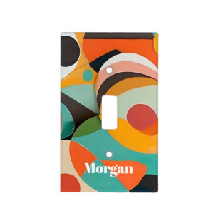 Mid Century Modern Art, Name or Monogram Geometric Light Switch Cover