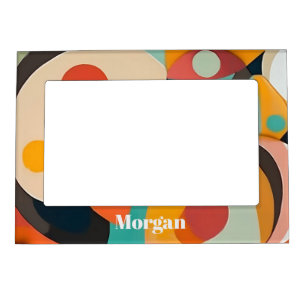Mid Century Modern Art, Name or Monogram Geometric Magnetic Frame