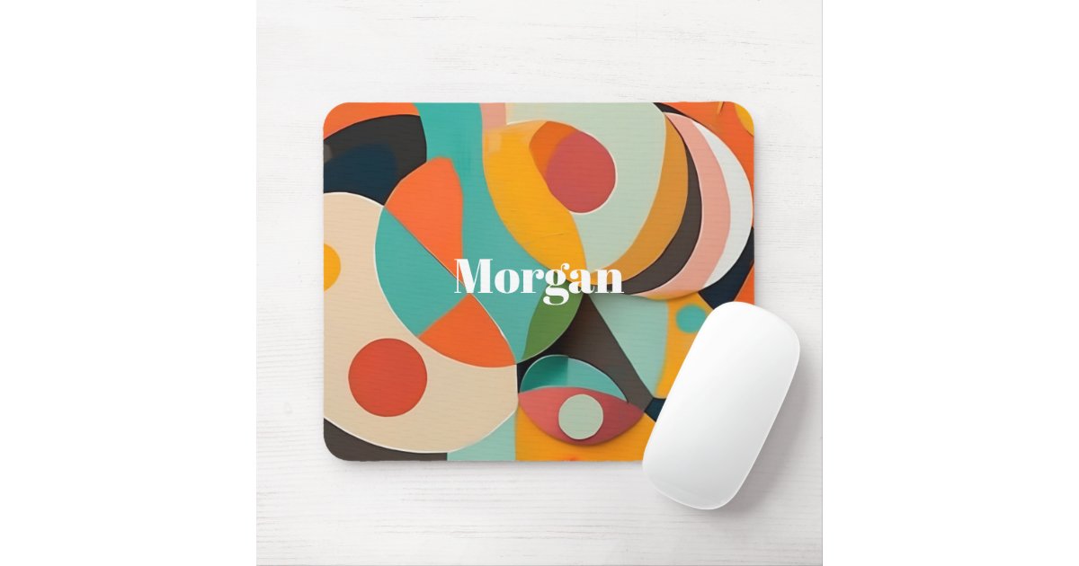Mid Century Modern Art Name or, Monogram Geometric Mouse Pad | Zazzle