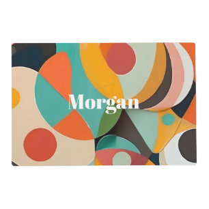 Mid Century Modern Art, Name or Monogram Geometric Placemat