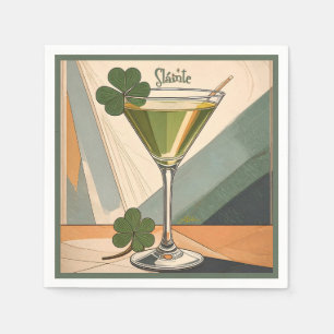 Mid Century Modern Art Shamrock Martini Sláinte!  Napkins
