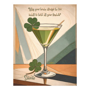 Mid Century Modern Art Shamrock Martini Sláinte!  Photo Print