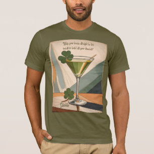 Mid Century Modern Art Shamrock Martini Sláinte! T-Shirt