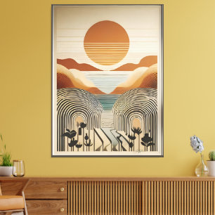 Mid Century Modern Art Spring Valley Lake Sunset Canvas Print