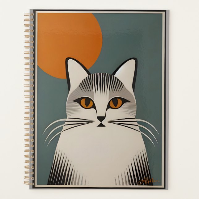 Mid Century Modern Art The Gray Cat Planner (Front)