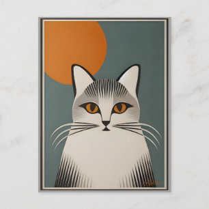 Mid Century Modern Art The Gray Cat Postcard