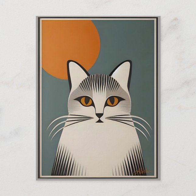 Mid Century Modern Art The Gray Cat Postcard (Front)