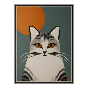 Mid Century Modern Art The Gray Cat Poster