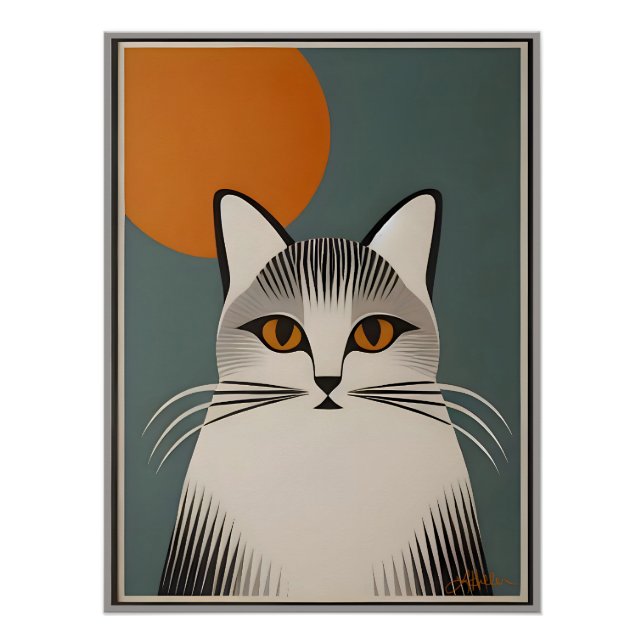 Mid Century Modern Art The Gray Cat Poster (Front)