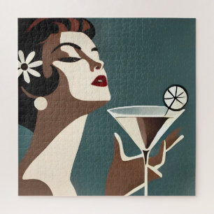 Mid Century Modern Art The Martini DIva Jigsaw Puzzle
