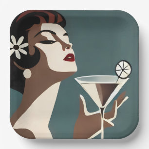 Mid Century Modern Art The Martini DIva Paper Plates