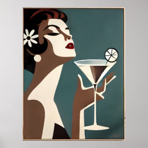Mid Century Modern Art The Martini DIva Poster