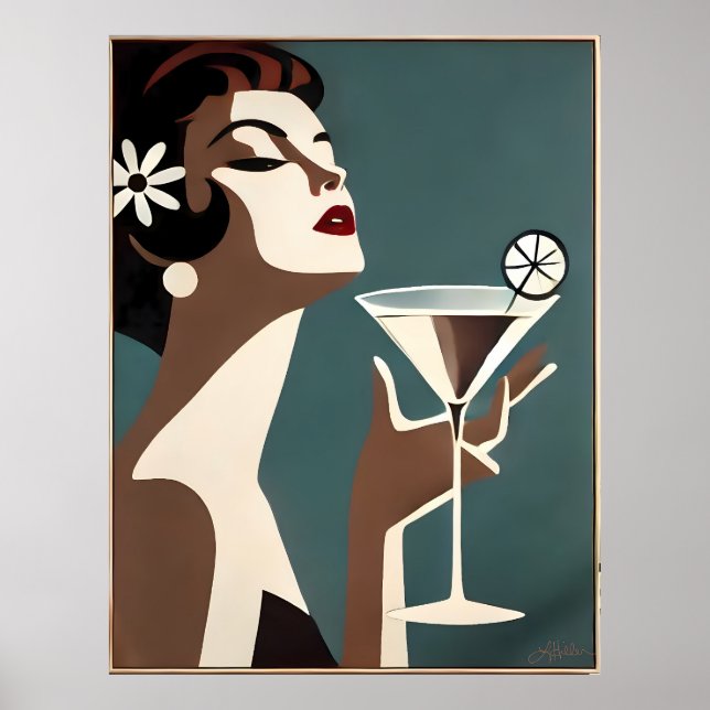 Mid Century Modern Art The Martini DIva Poster (Front)