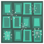 Mid Century Modern Art 'Wonky Doors' Dark Teal Fabric