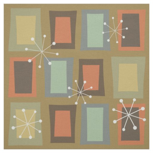 Mid Century Modern Art 'Wonky Doors' Fabric