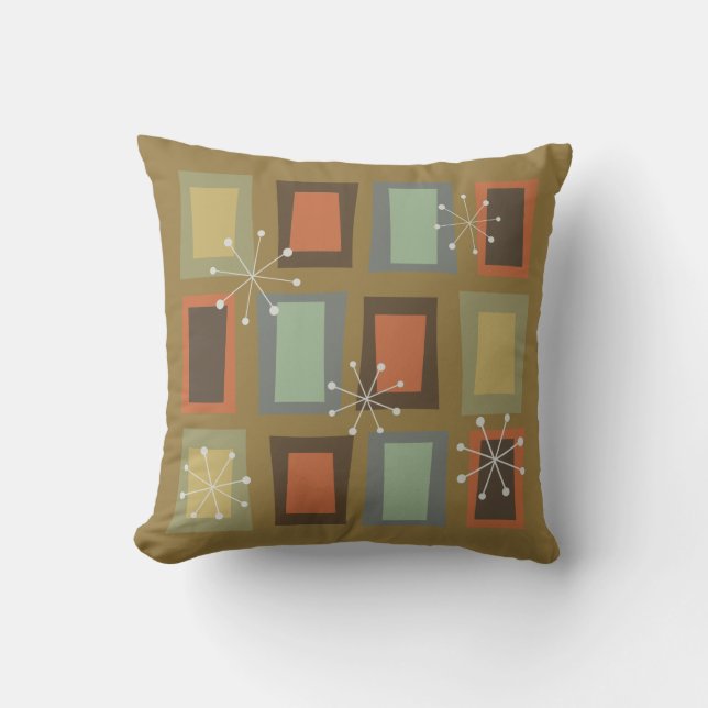 Mid Century Modern Art 'Wonky Doors' Throw Pillow (Front)