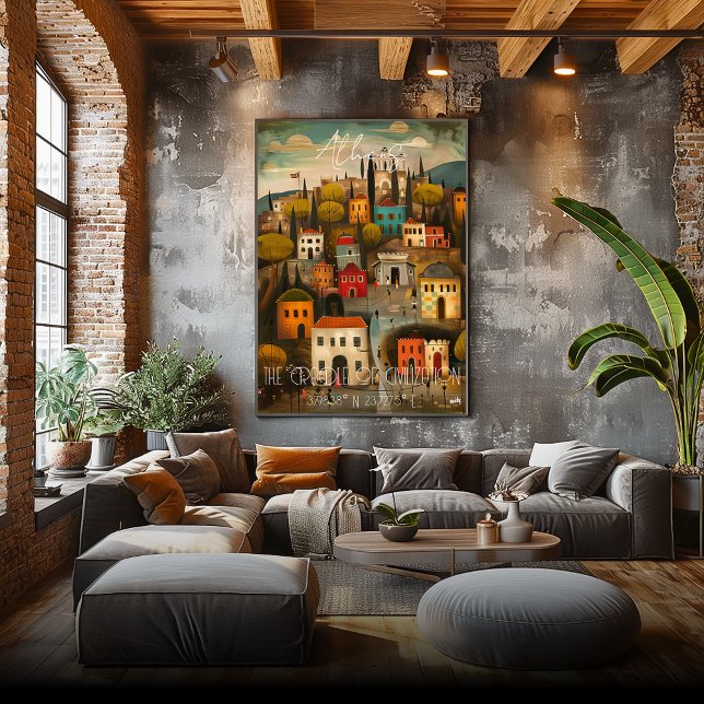 Mid-Century Modern Athens –Geometric Mediterranean Poster (Creator Uploaded)