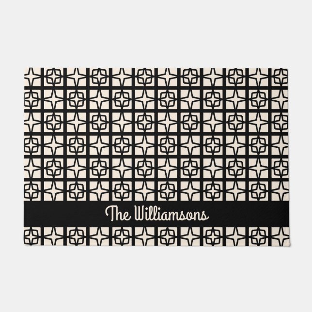Mid Century Modern Atomic 1950s Retro Personalized Doormat (Front)