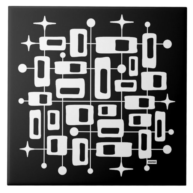 Mid Century Modern Atomic Abstract Ceramic Tile (Front)