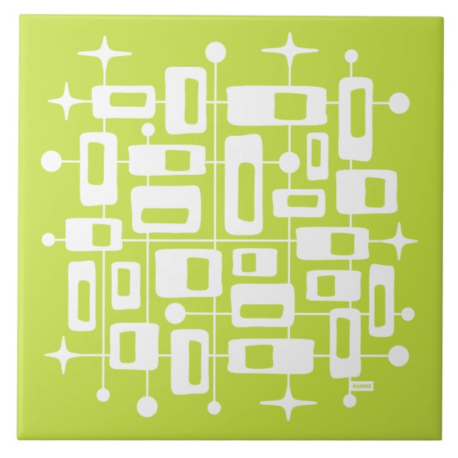 Mid Century Modern Atomic Abstract Ceramic Tile (Front)