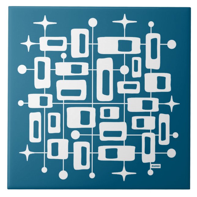 Mid Century Modern Atomic Abstract Ceramic Tile (Front)