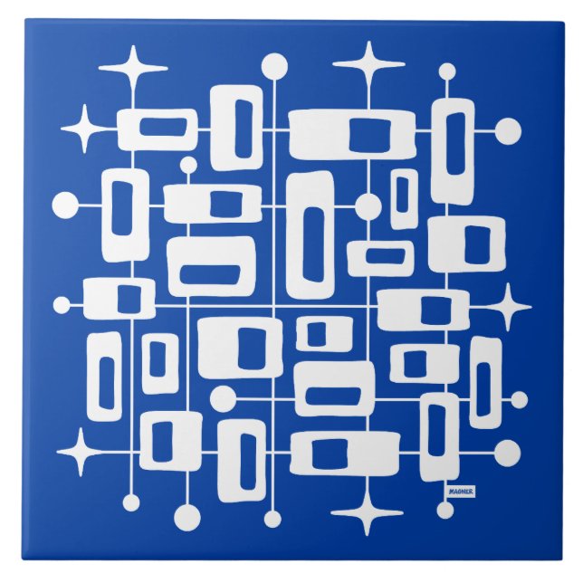 Mid Century Modern Atomic Abstract Ceramic Tile (Front)