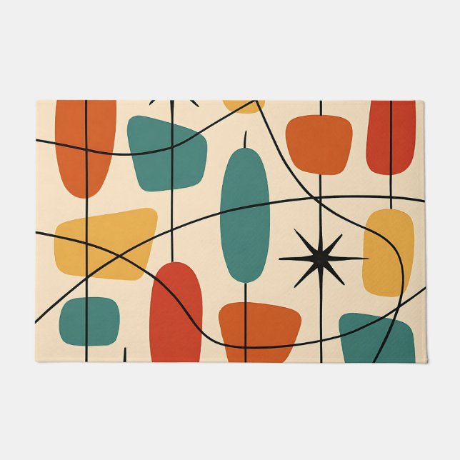 Mid Century Modern Atomic Abstract Doormat (Front)