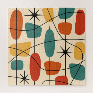 Mid Century Modern Atomic Abstract Jigsaw Puzzle
