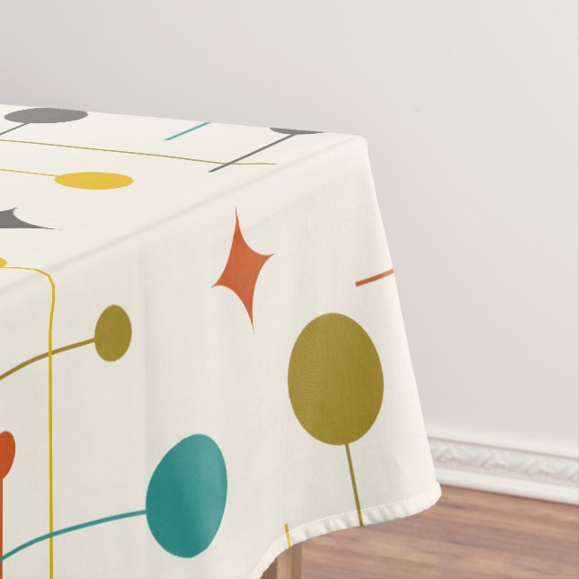 Mid Century Modern Atomic Abstract Pattern Tablecloth (In Situ)