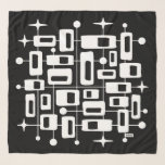 Mid Century Modern Atomic Abstract Scarf<br><div class="desc">White with changeable background color. Mid-century modern (MCM) is a movement in interior design, product design, graphic design, architecture and urban development that was present in all the world, but more popular in the United States, Brazil and Europe from roughly 1945 to 1970 during the United States's post-World War II...</div>
