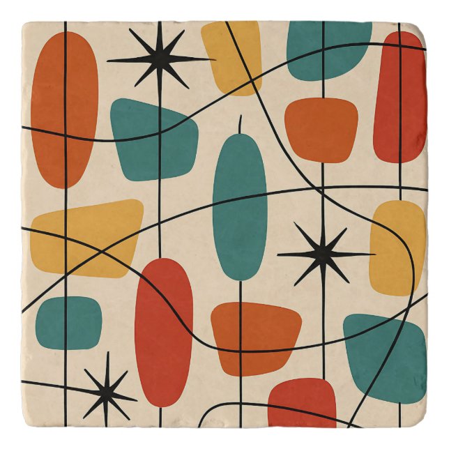 Mid Century Modern Atomic Abstract Trivet (Front)