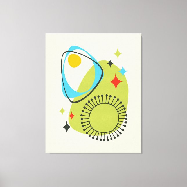 Mid Century Modern Atomic Age 14 Green, Blue Canvas Print (Front)