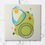 Mid Century Modern Atomic Age 14 Green, Blue Ceramic Tile<br><div class="desc">Mid Century,  Atomic Age abstract. Inspired by the optimistic spirit of that era,  this design emerged from a desire to blend the iconic shapes with a contemporary burst of bright,  uplifting colors.</div>