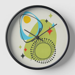 Mid Century Modern Atomic Age 14 Green, Blue Clock