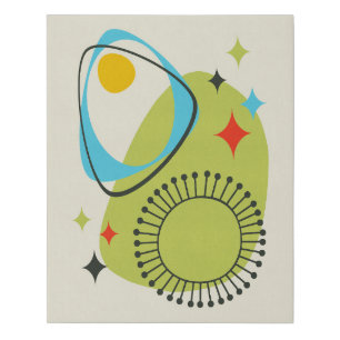 Mid Century Modern Atomic Age 14 Green, Blue Faux Canvas Print