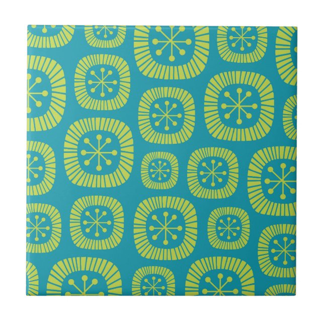 Mid Century Modern Atomic Age Abstract Pattern Ceramic Tile (Front)